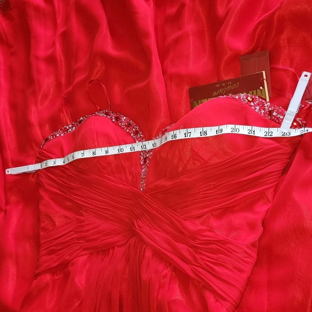 May Queen Red Strapless Embellished Sweetheart Formal Dress - Picture 15 of 16